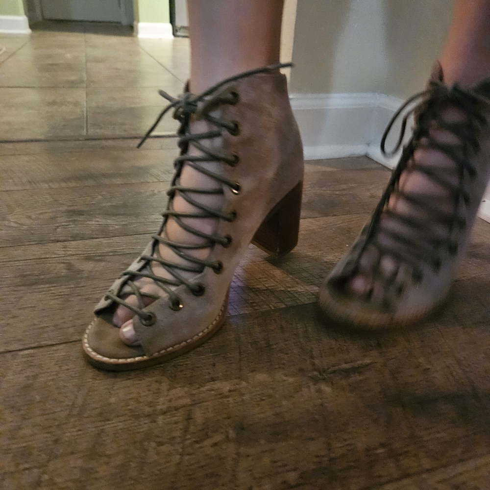 Jeffrey Campbell Brown Lace-Up Open Toe Boots
